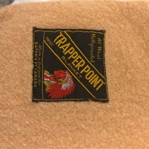 VINTAGE Trapper Point All Wool Blanket - MADE FOR EATONS CANADA Tan coloured